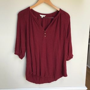 Lucky Brand Wine colored 3/4 length top